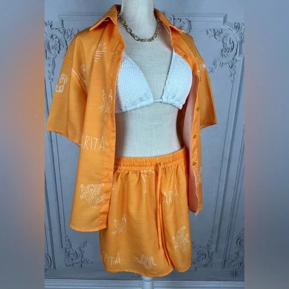 Cabo Ready Orange Shirt and Matching Shorts Set - Picture 5 of 14